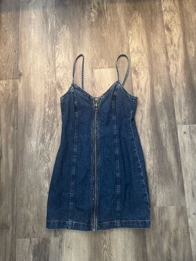 Topshop denim zip-up mini dress